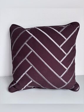 Madison Square Park Decorative Plum Velvet Chevron Cushion Throw Pillow